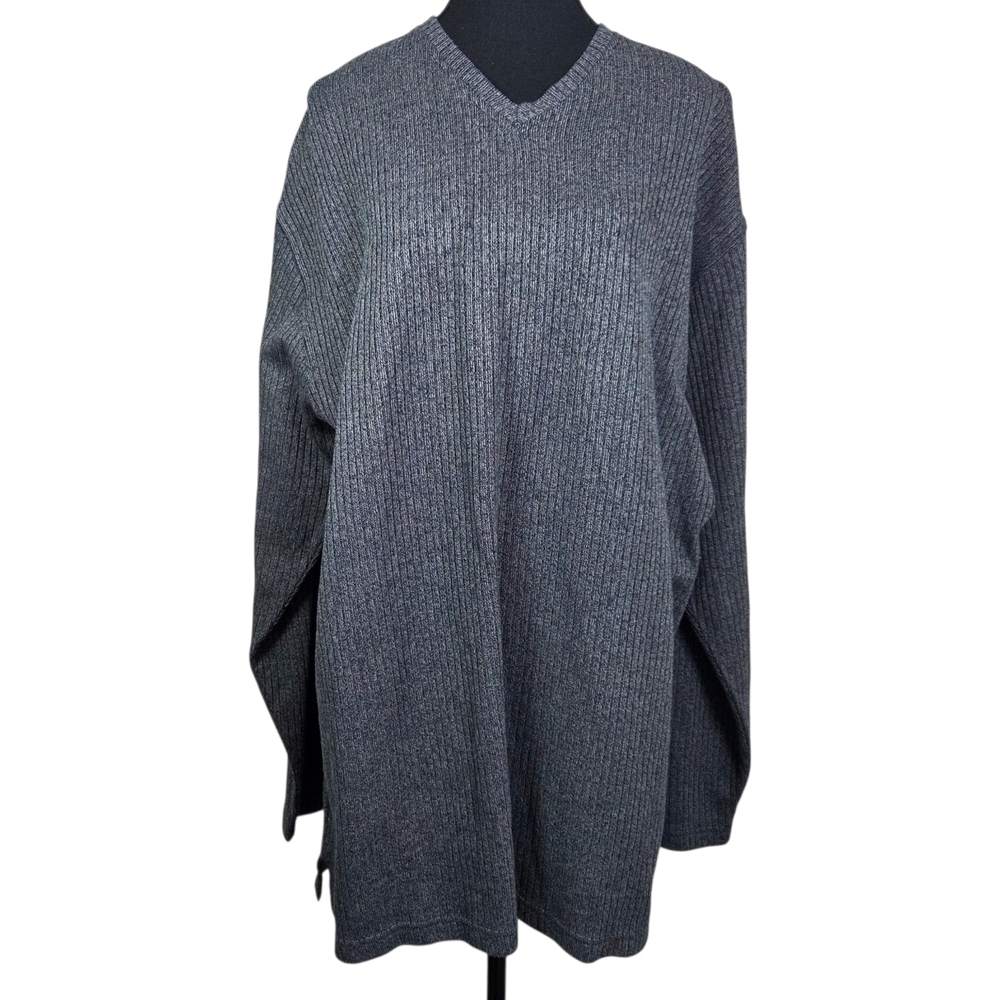 Van Heusen Men's V-Neck Cotton Sweaterin Grey Size XL